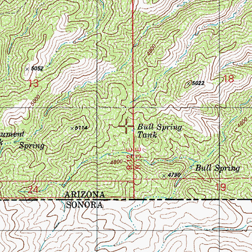 Topographic Map of Bull Spring Tank, AZ