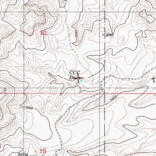 Topographic Map of CCC Dam, AZ
