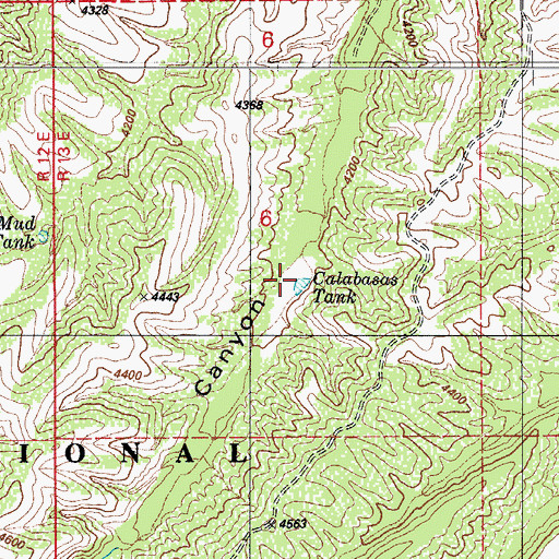Topographic Map of Calabasas Tank, AZ