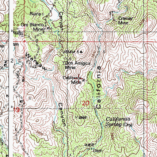 Topographic Map of California Mine, AZ