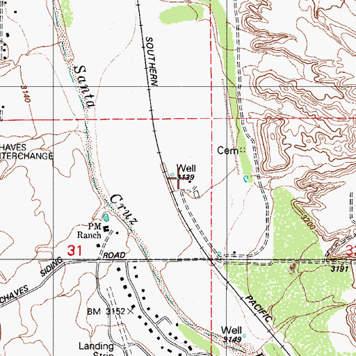 Topographic Map of Chaves (historical), AZ
