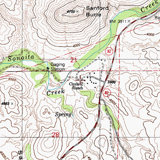 Topographic Map of Circle Z Ranch, AZ
