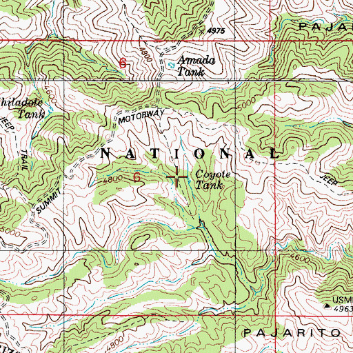 Topographic Map of Coyote Tank, AZ