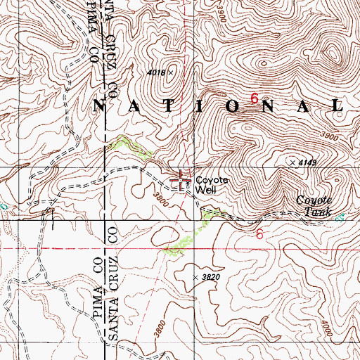 Topographic Map of Coyote Well, AZ