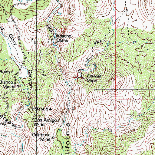 Topographic Map of Cramer Mine, AZ