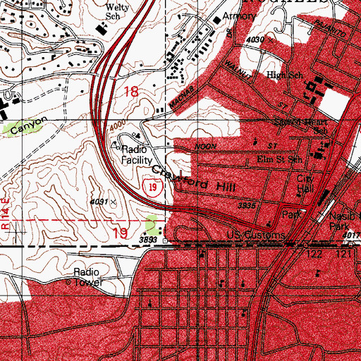 Topographic Map of Crawford Hill, AZ