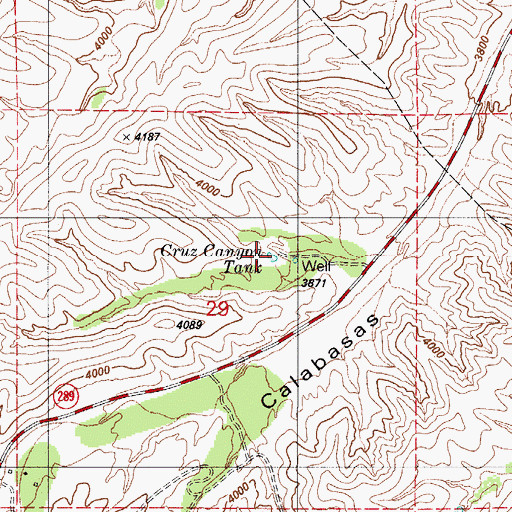Topographic Map of Cruz Canyon Tank, AZ