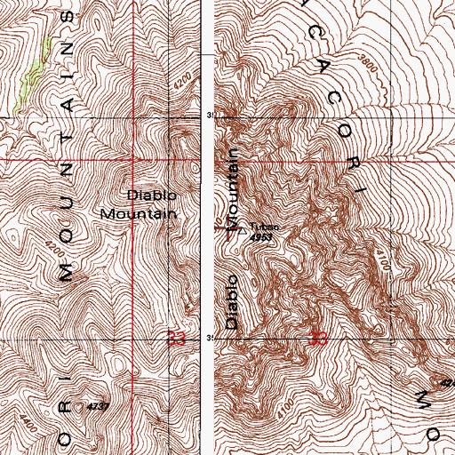 Topographic Map of Diablo Mountain, AZ
