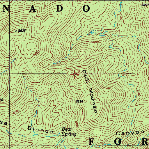 Topographic Map of Ditch Mountain, AZ