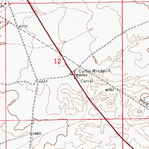 Topographic Map of Curtis Windmill, AZ