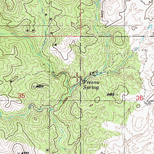 Topographic Map of Fresno Spring, AZ