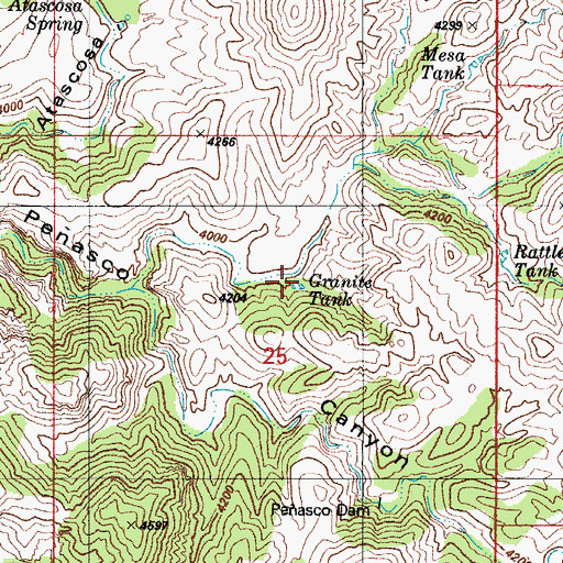 Topographic Map of Granite Tank, AZ