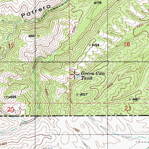 Topographic Map of Green Can Tank, AZ
