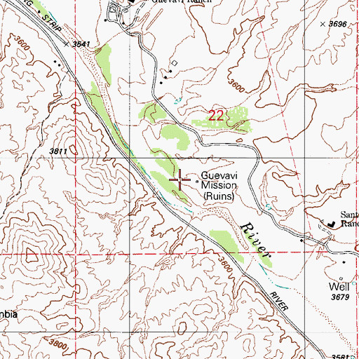Topographic Map of Guevavi Mission (historical), AZ