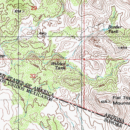 Topographic Map of Hidden Tank, AZ
