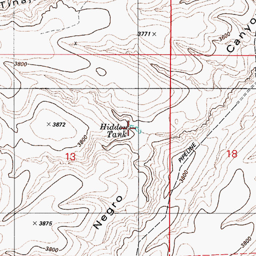 Topographic Map of Hidden Tank, AZ