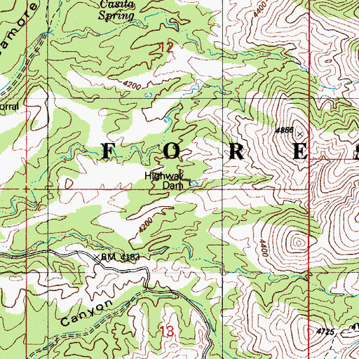 Topographic Map of Highway Dam, AZ