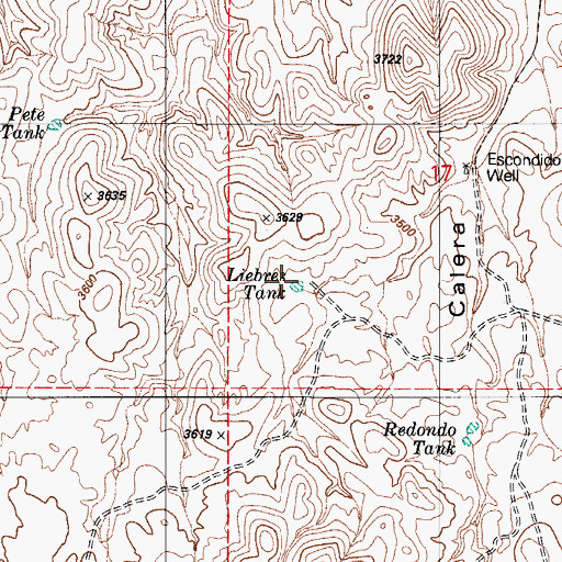 Topographic Map of Liebres Tank, AZ