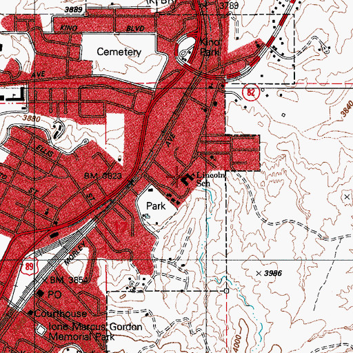 Topographic Map of Lincoln Elementary School, AZ