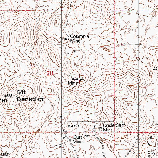 Topographic Map of Lion Mine, AZ