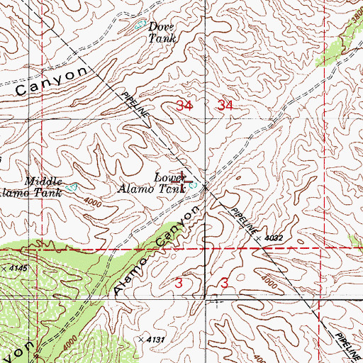 Topographic Map of Lower Alamo Tank, AZ