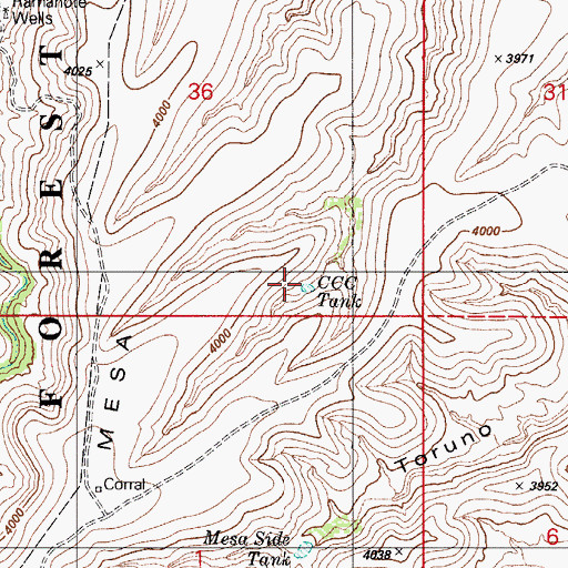 Topographic Map of Mesa Side Tank, AZ