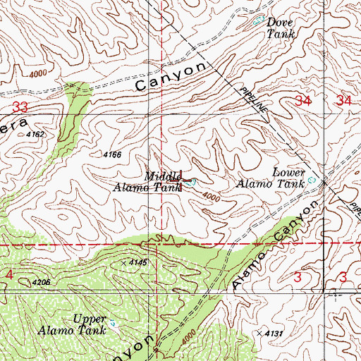 Topographic Map of Middle Alamo Tank, AZ