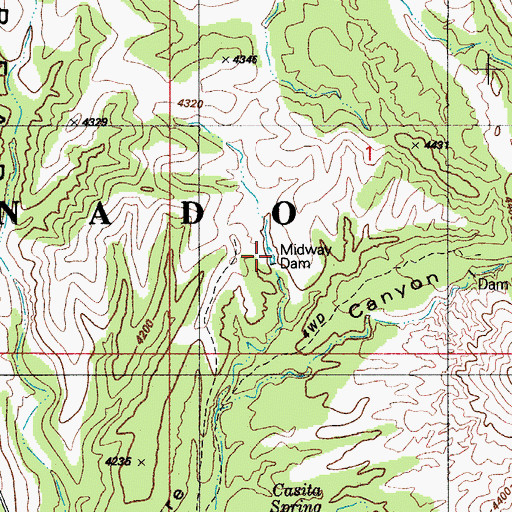 Topographic Map of Midway Dam, AZ