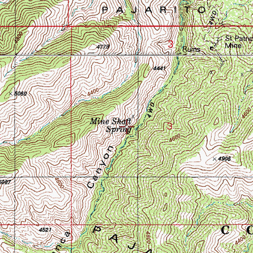 Topographic Map of Mine Shaft Spring, AZ