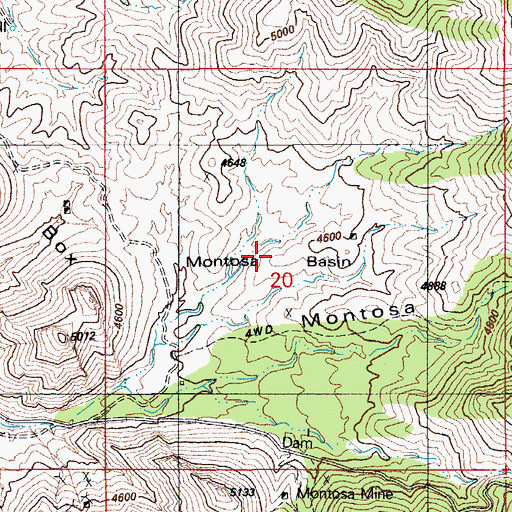 Topographic Map of Montosa Basin, AZ