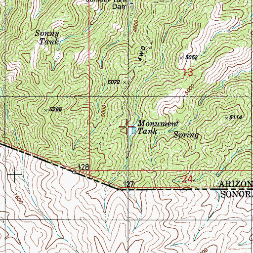 Topographic Map of Monument Tank, AZ