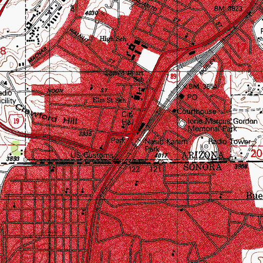 Topographic Map of Nasib Karam Park, AZ
