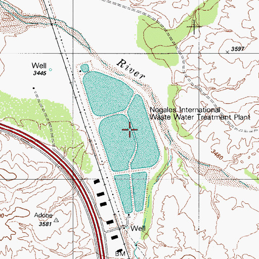 Topographic Map of Nogales International Waste Water Treatment Plant, AZ