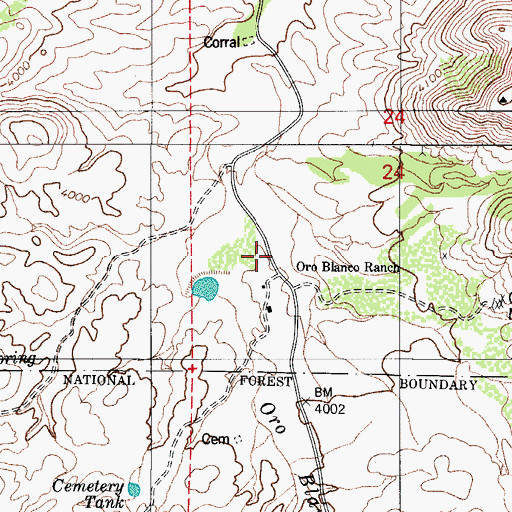 Topographic Map of Oro Blanco, AZ