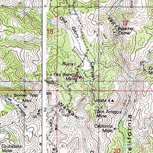 Topographic Map of Oro Blanco Mine, AZ