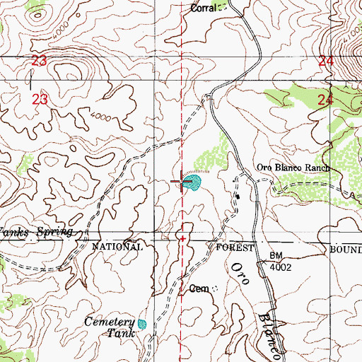 Topographic Map of Oro Blanco Reservoir, AZ