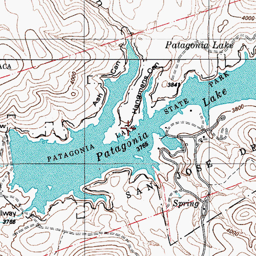 Topographic Map of Patagonia Lake, AZ