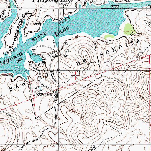 Topographic Map of Patagonia Lake State Park, AZ