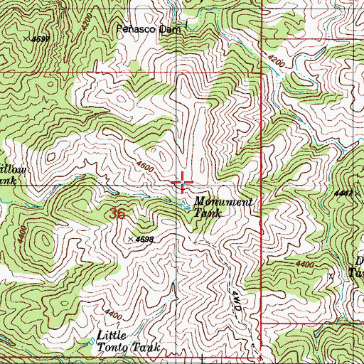 Topographic Map of Peasco Dam, AZ