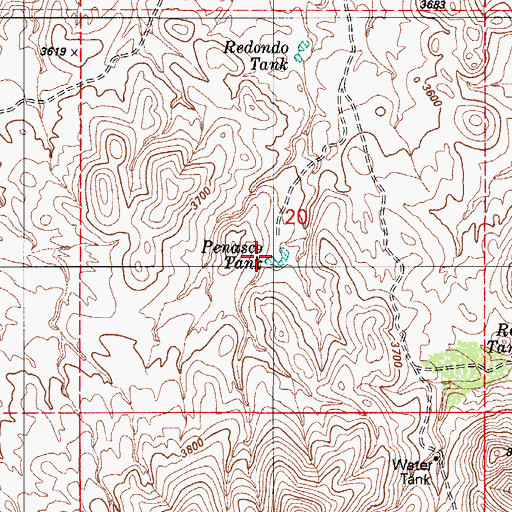 Topographic Map of Peasco Tank, AZ