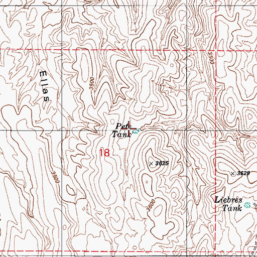 Topographic Map of Pete Tank, AZ