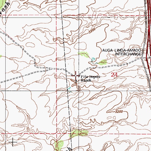 Topographic Map of Pia Sopori Ranch, AZ