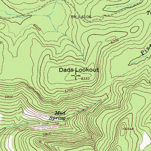 Topographic Map of Dads Lookout, AZ