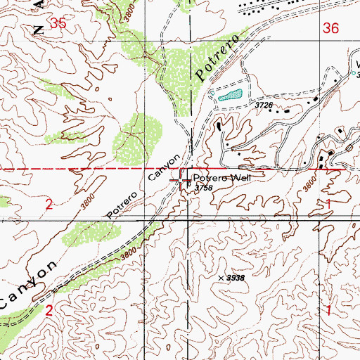 Topographic Map of Potrero Well, AZ