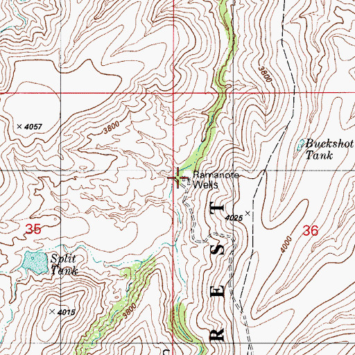 Topographic Map of Ramanote Wells, AZ