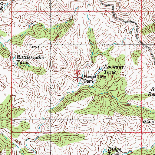 Topographic Map of Range Line Dam, AZ