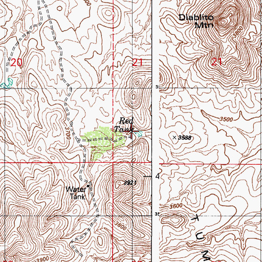Topographic Map of Red Tank, AZ