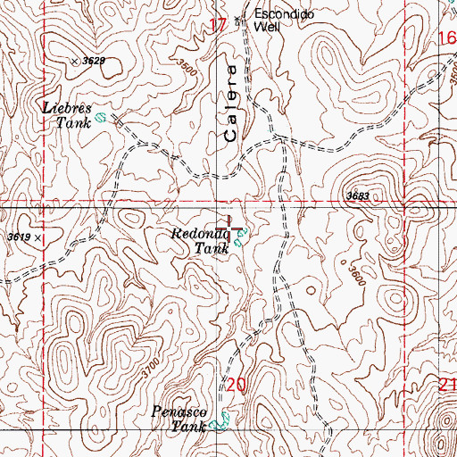 Topographic Map of Redondo Tank, AZ