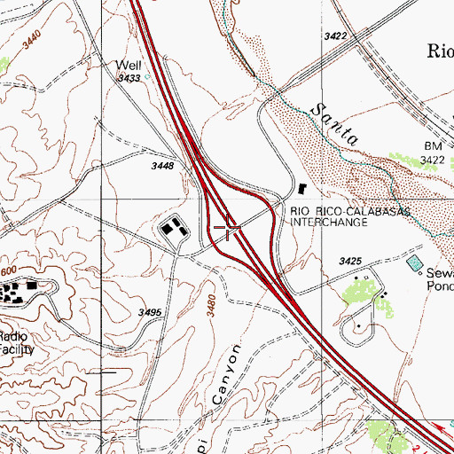 Topographic Map of Rio Rico Calabasas Interchange, AZ