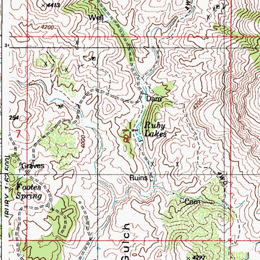 Topographic Map of Ruby Lakes, AZ